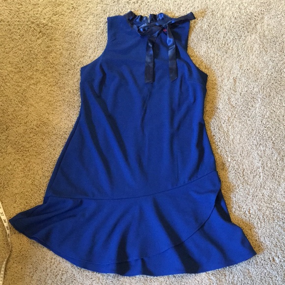 NWOT Scuba Bow Neck Ruffle Mini Dress - Picture 3 of 12